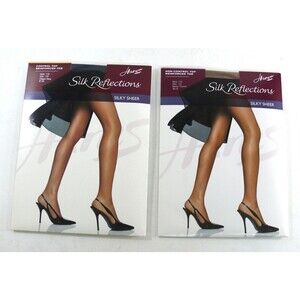 LOT OF 2: Hanes Silk Reflections Silky Sheer 718 Sz CD Navy & Barely There